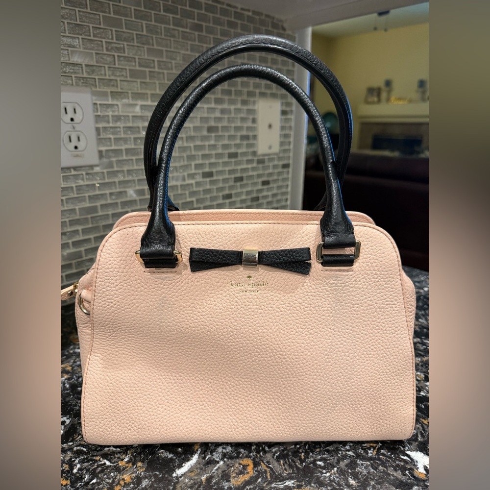 Kate Spade Henderson Bow Blush Pink Satchel with Black Handles